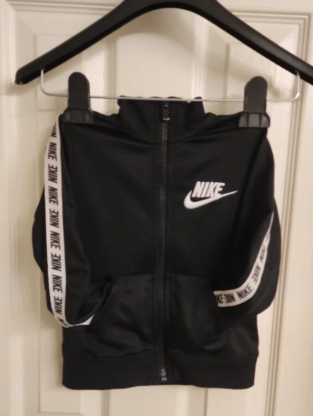 Nike Kids Black Full-Zip Track Jacket with White Logo